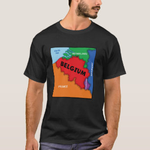 Farbenfrohe, vereinfachte belgische Karte, Nachbar T-Shirt