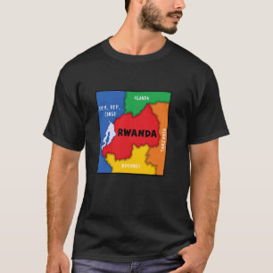 Farbenfrohe vereinfachte Landkarte für Ruanda, Nac T-Shirt