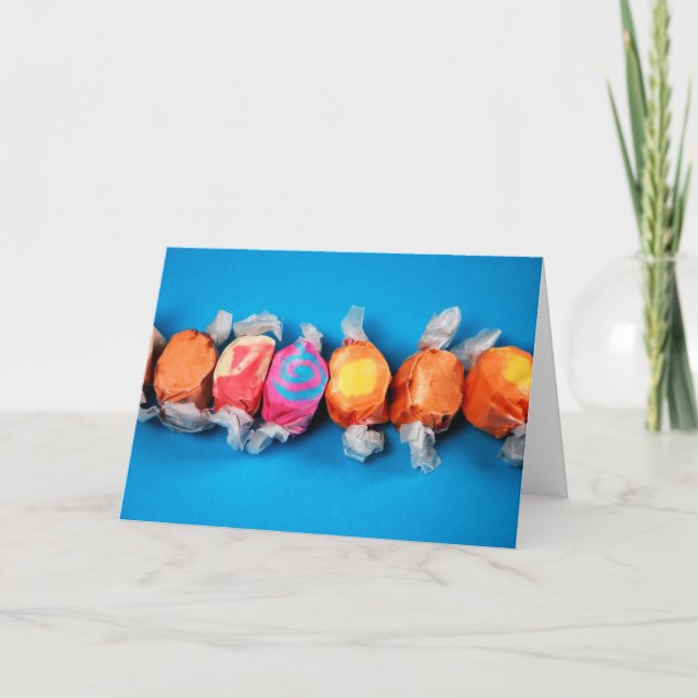 Farbenfrohe, verpackte Bonbonkarte Karte (Vorderseite)