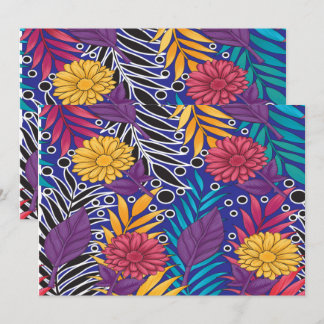 Farbenfrohe Verpackungspapier mit kreativem Blumen Einladung