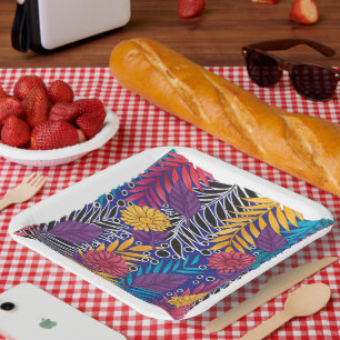Farbenfrohe Verpackungspapier mit kreativem Blumen Pappteller