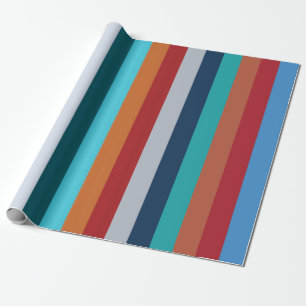 Farbenfrohe vertikale Retro-Streifen Geschenkpapier