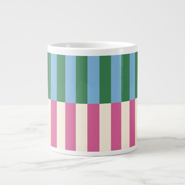 Farbenfrohe vertikale Streifenmuster Jumbo-Tasse (Vorderseite)