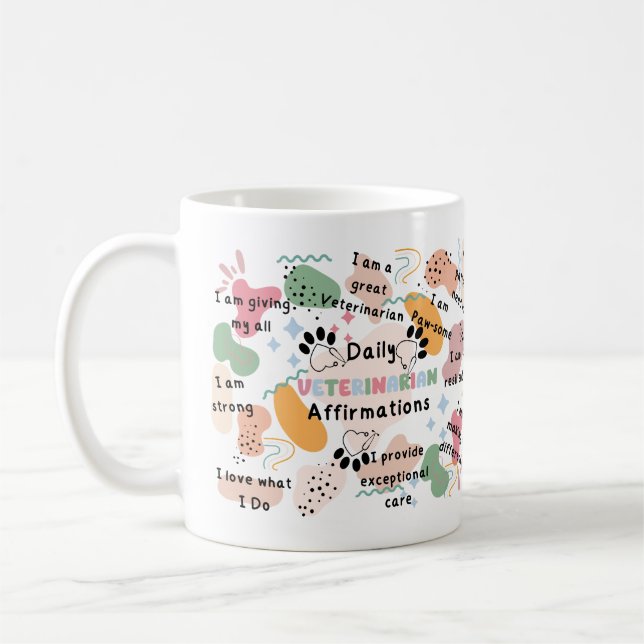 Farbenfrohe Veterinäre Positive tägliche Bejahunge Kaffeetasse (Links)