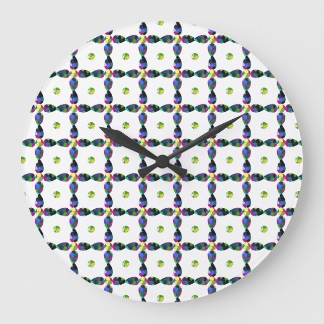 Farbenfrohe Vier-Blätter Große Wanduhr (Vorderseite)