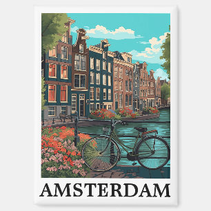 Farbenfrohe Vintage Amsterdam Niederlande Canal Vi Magnet