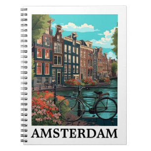 Farbenfrohe Vintage Amsterdam Niederlande Canal Vi Notizblock