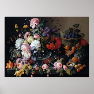 Farbenfrohe Vintage Blume Vase Art Malerei Poster