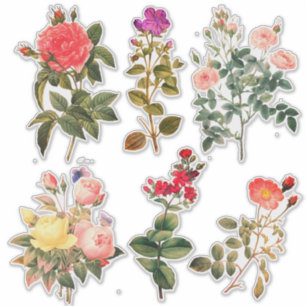 Farbenfrohe Vintage Blume, Vs 2, Helle Farben Aufkleber