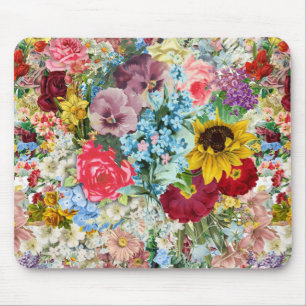 Farbenfrohe Vintage-Blumen Mousepad
