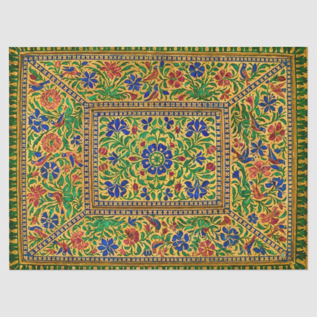 Farbenfrohe Vintage Blumenmuster mit Vögeln Seidenpapier (Vorderseite)