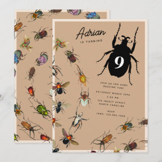 Farbenfrohe Vintage Bugs Käfer Kindergeburtstag Pa Einladung
