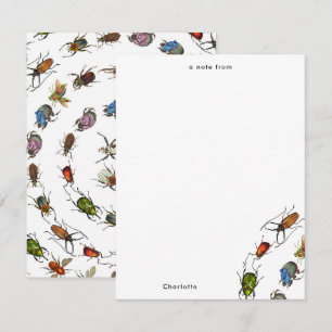 Farbenfrohe Vintage Bugs & Käfer Muster Mitteilungskarte