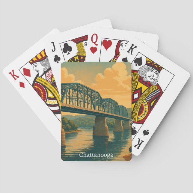 Farbenfrohe Vintage Chattanooga Spielkarten (Rückseite)