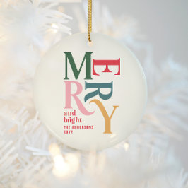 Farbenfrohe, Vintage Chritsmas Familie Foto Keramik Ornament