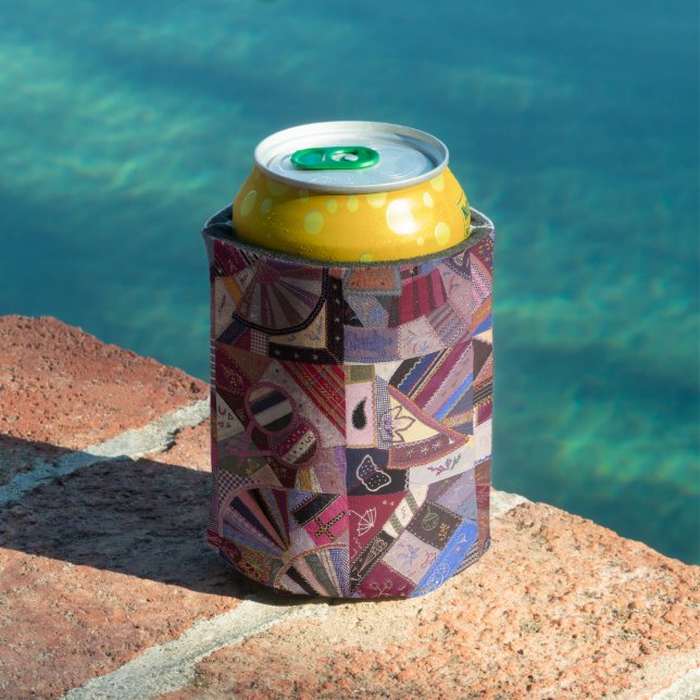 Farbenfrohe Vintage Crazy Quilt Dosenkühler (In Situ Pool)