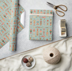 Farbenfrohe Vintage-Feiertags-Nussknacker-Geschenk Geschenkpapier