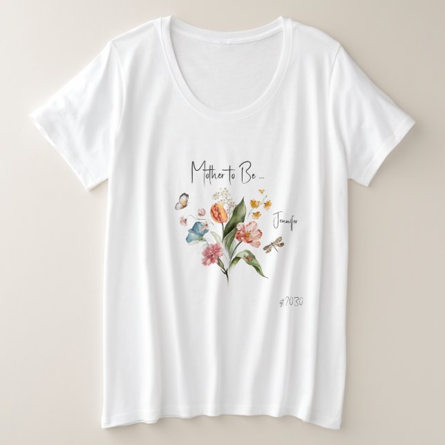 Farbenfrohe Vintage Florals, Babydusche Große Größe T-Shirt (Design vorne)