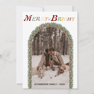 Farbenfrohe Vintage Freude & Helle Ihr Arch-Foto Feiertagskarte