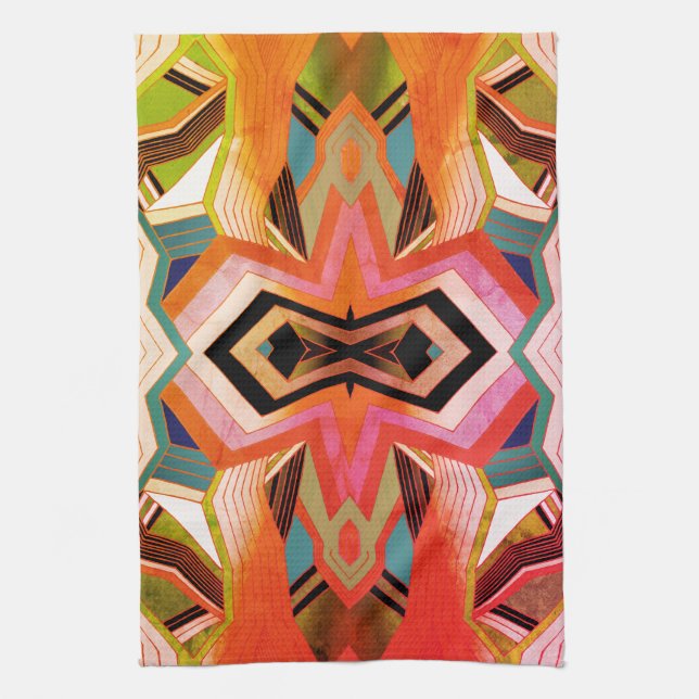Farbenfrohe Vintage geometrische Betrachter Handtuch (Vertikal)