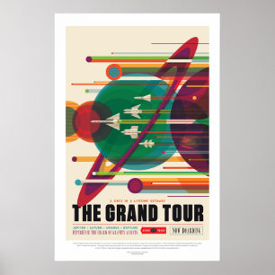 Farbenfrohe Vintage Grand Tour Weltraumreise Poster