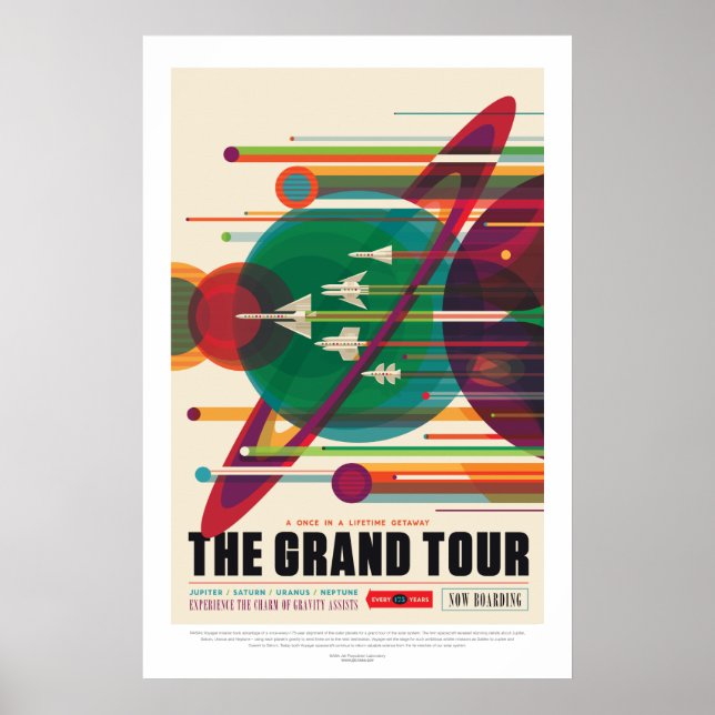 Farbenfrohe Vintage Grand Tour Weltraumreise Poster (Vorne)