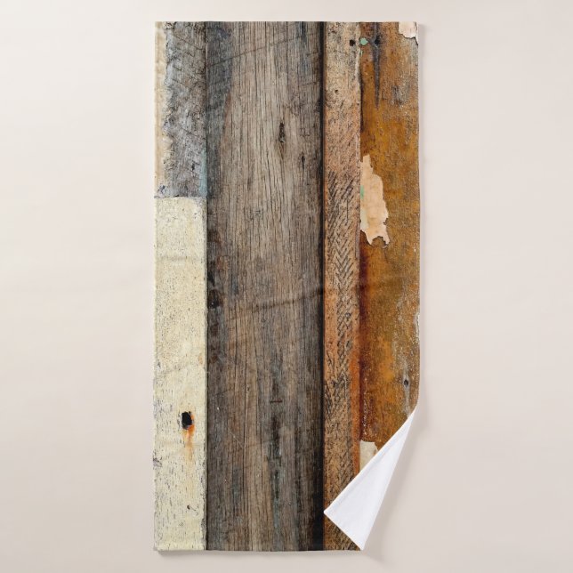Farbenfrohe Vintage Holzpaneele mit Peeling Badehandtuch (Badehandtuch)