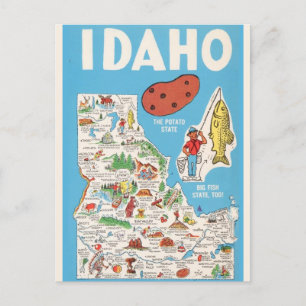 Farbenfrohe Vintage Idaho Karte