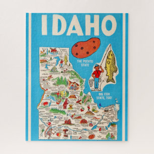 Farbenfrohe Vintage-Idaho-Karte 16x20 Puzzle