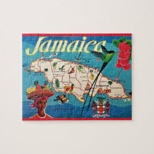 Farbenfrohe Vintage Jamaica-Karte Puzzle