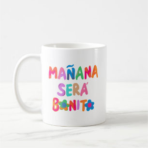 Farbenfrohe Vintage-Karols Manana Sera Bonitos Lie Kaffeetasse