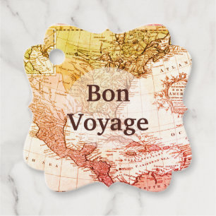 Farbenfrohe Vintage Karte Nordamerikas Bön Voyage Geschenkanhänger