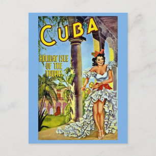Farbenfrohe Vintage Kuba Reise Postkarte