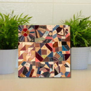 Farbenfrohe Vintage-Patchwork-Crazy-Quilt-Rustikal Fliese