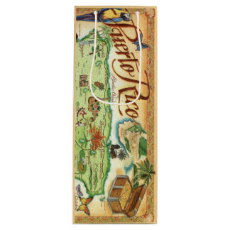 Farbenfrohe Vintage Puerto Rico Karte Weinroute Me Geschenktüte Für Weinflaschen