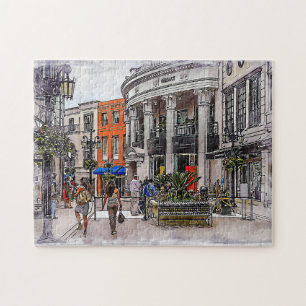 Farbenfrohe Vintage Romantikreise Girl Puzzle