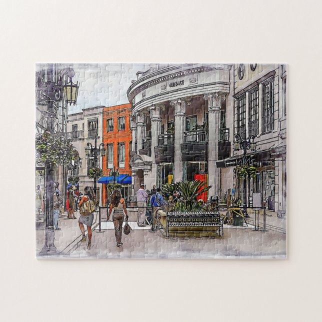 Farbenfrohe Vintage Romantikreise Girl Puzzle (Horizontal)