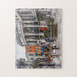 Farbenfrohe Vintage Romantikreise Girl Puzzle