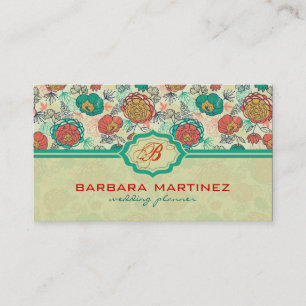 Farbenfrohe Vintage Rose handGezeichnet Stil Visitenkarte