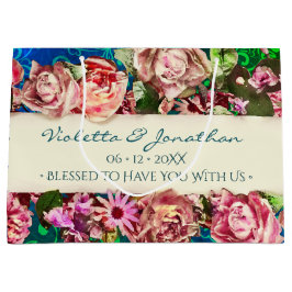 Farbenfrohe Vintage Rose Niedliche Rainbow Floral  Große Geschenktüte