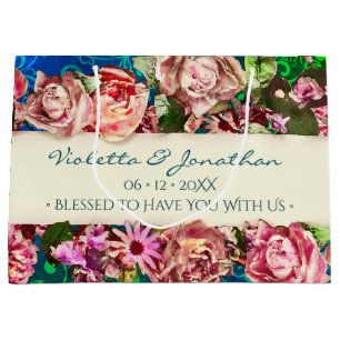 Farbenfrohe Vintage Rose Niedliche Rainbow Floral  Große Geschenktüte