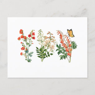 Farbenfrohe Vintage-Sommerblumen  Postkarte