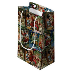 Farbenfrohe Vintage-Vater-Christmas-Collage Kleine Geschenktüte