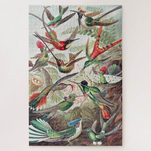 Farbenfrohe Vintage-Vögel Puzzle (Vertikal)