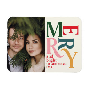 Farbenfrohe Vintage Weihnachtsankündigung Magnet