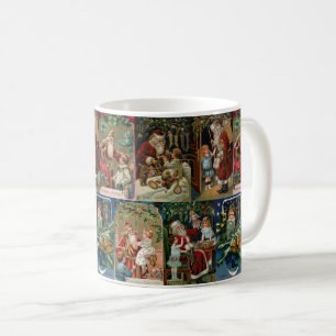 Farbenfrohe Vintage-Weihnachtsmann-Collage Kaffeetasse