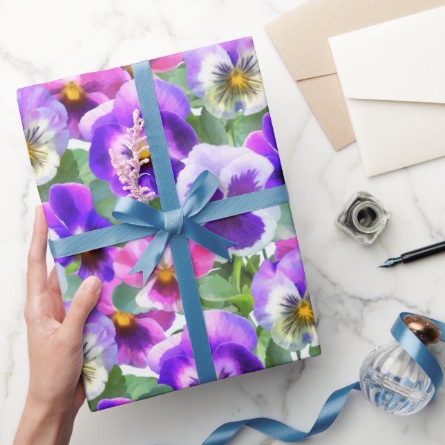 Farbenfrohe Violets Muster für Blume Geschenkpapier (Schenken)