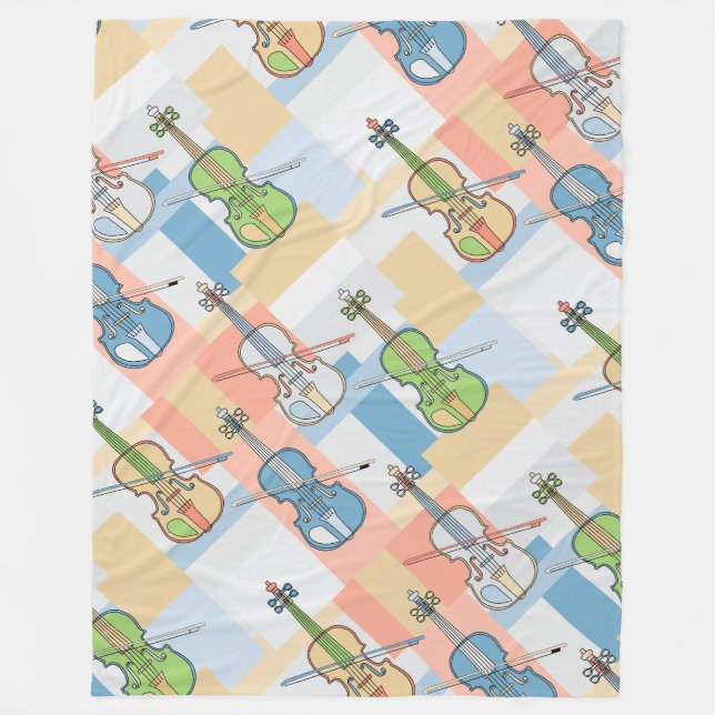 Farbenfrohe Violinblöcke Fleecedecke (Vorderseite)