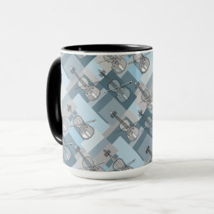 Farbenfrohe Violinen Blaue graue Tasse
