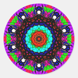 Farbenfrohe Visionary Mandala Runder Aufkleber